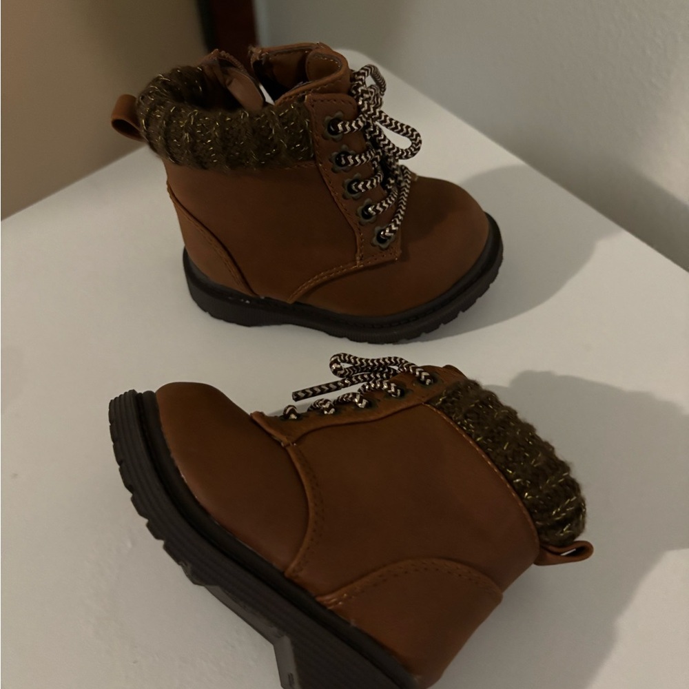 Wonder Nation Brown kids Boots with Knit Cuff